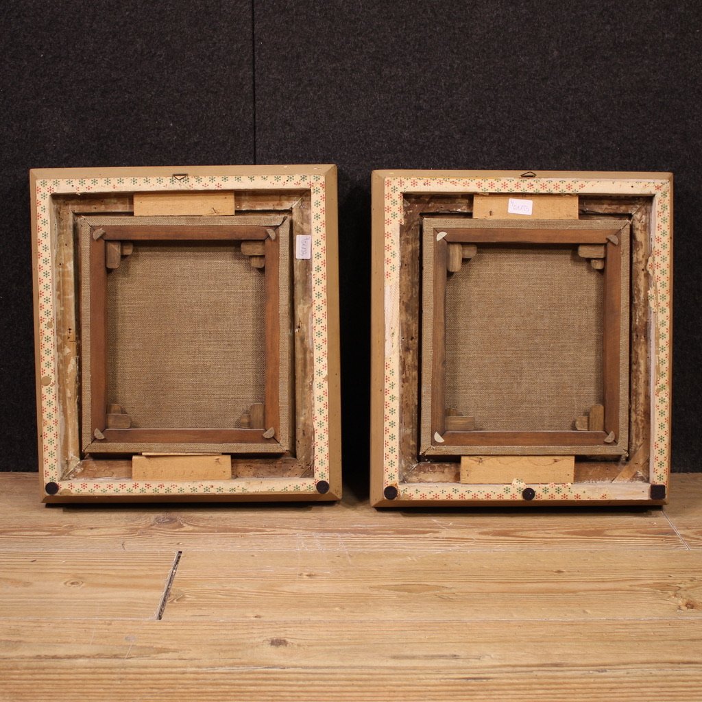 Coppia di quadri antichi del XVIII secolo, scene galanti-photo-5