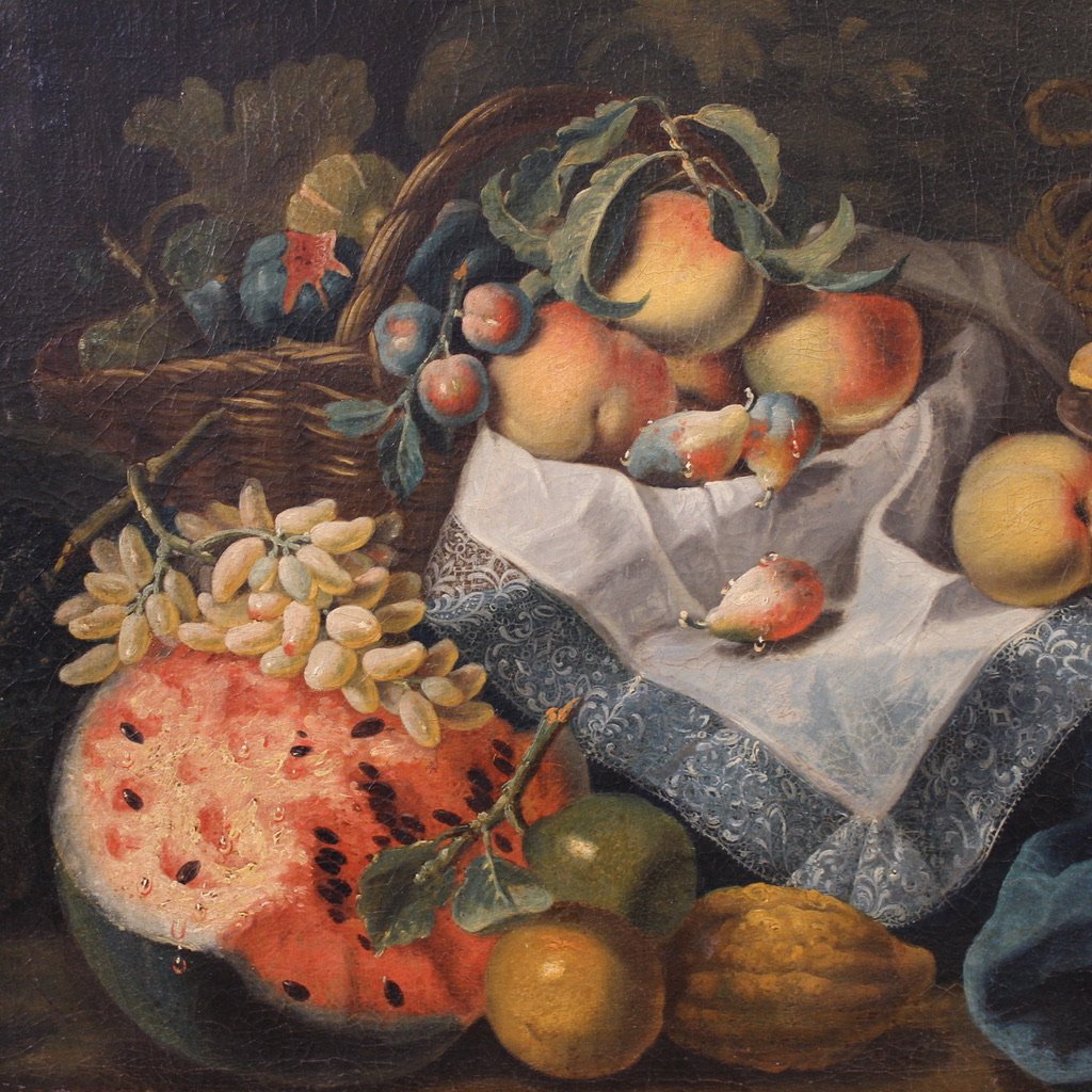 Grande quadro italiano del XVII secolo, antica natura morta con frutta-photo-2