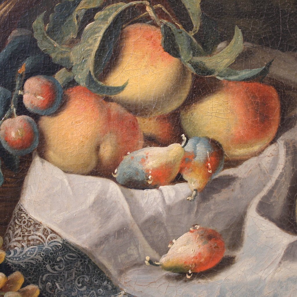 Grande quadro italiano del XVII secolo, antica natura morta con frutta-photo-4