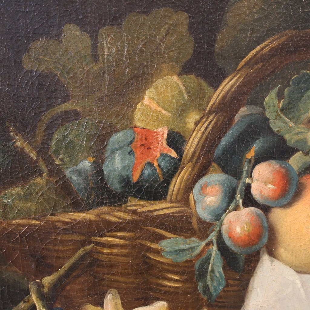 Grande quadro italiano del XVII secolo, antica natura morta con frutta-photo-6