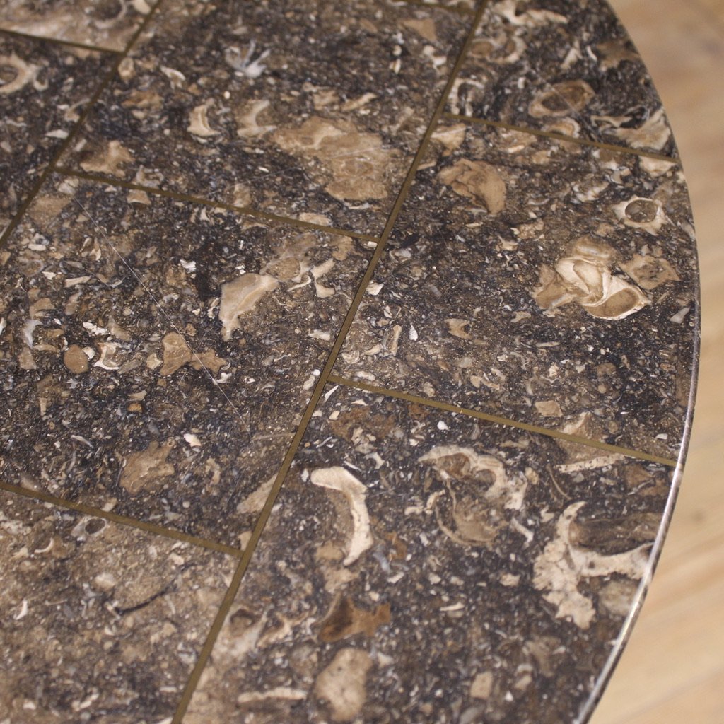 Tavolino francese da bistrot in ferro con piano in marmo del XX secolo-photo-5