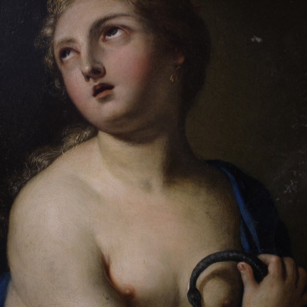 Dipinto italiano su rame del XVIII secolo, la morte di Cleopatra-photo-6