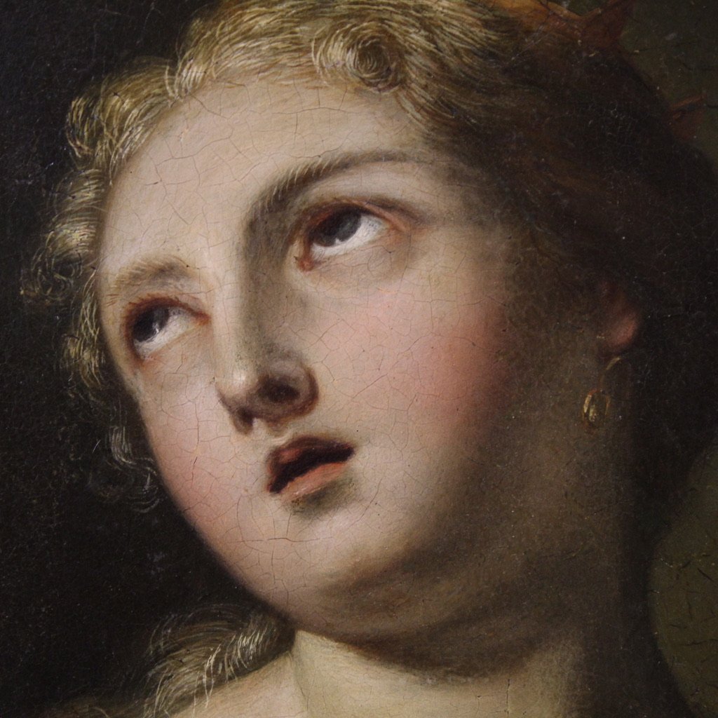 Dipinto italiano su rame del XVIII secolo, la morte di Cleopatra-photo-8