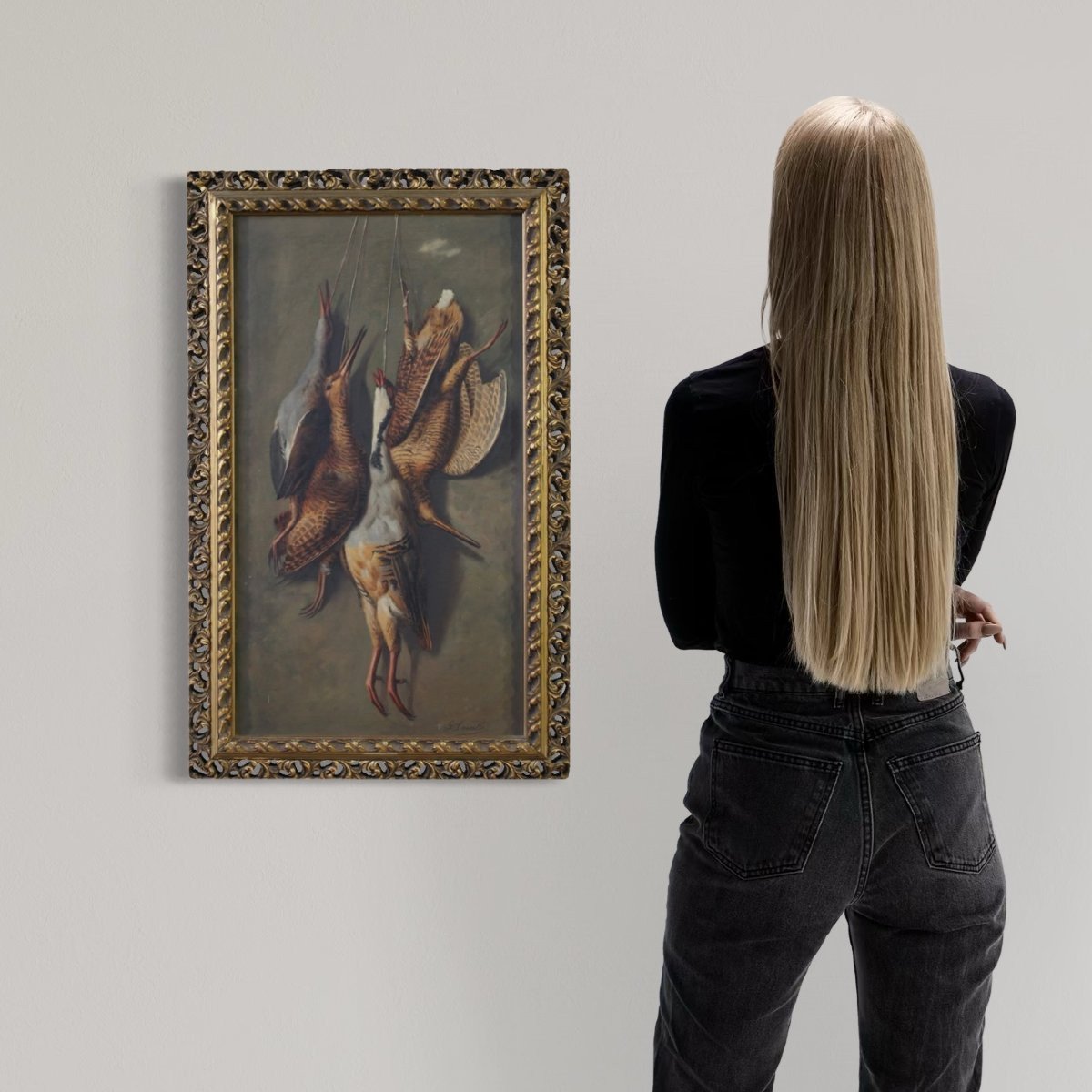 Dipinto italiano del XX secolo, natura morta con cacciagione-photo-1