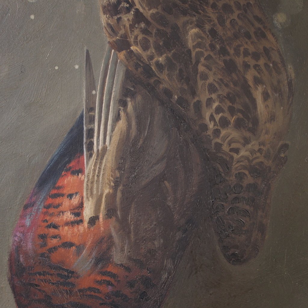 Dipinto firmato natura morta con cacciagione del XX secolo-photo-4