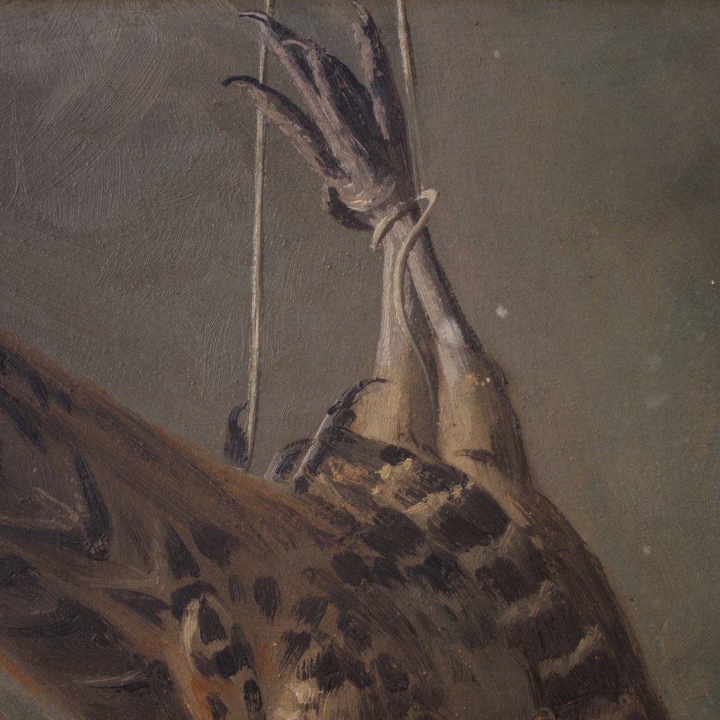 Dipinto firmato natura morta con cacciagione del XX secolo-photo-7