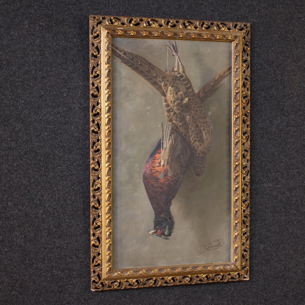 Dipinto firmato natura morta con cacciagione del XX secolo-photo-8