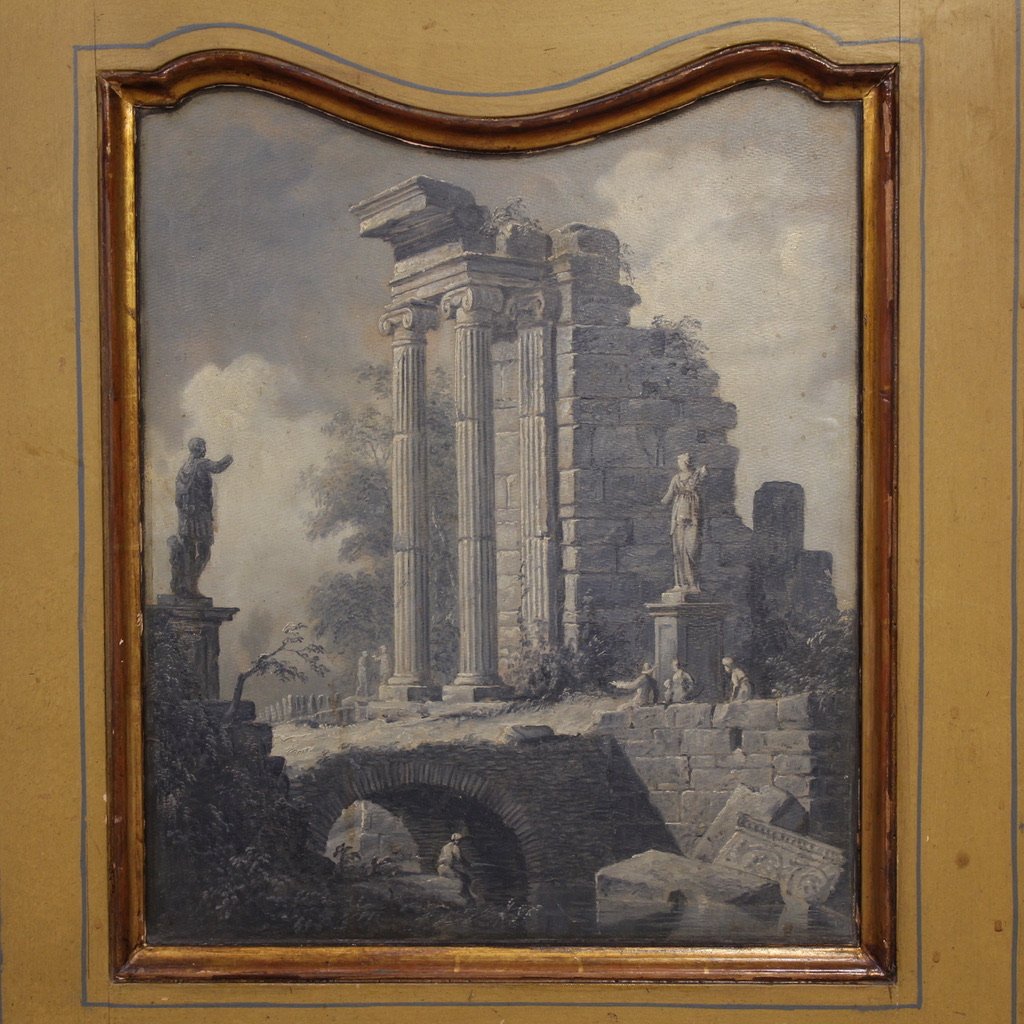 Piccolo armadio piemontese laccato, dorato e dipinto del XX secolo-photo-8