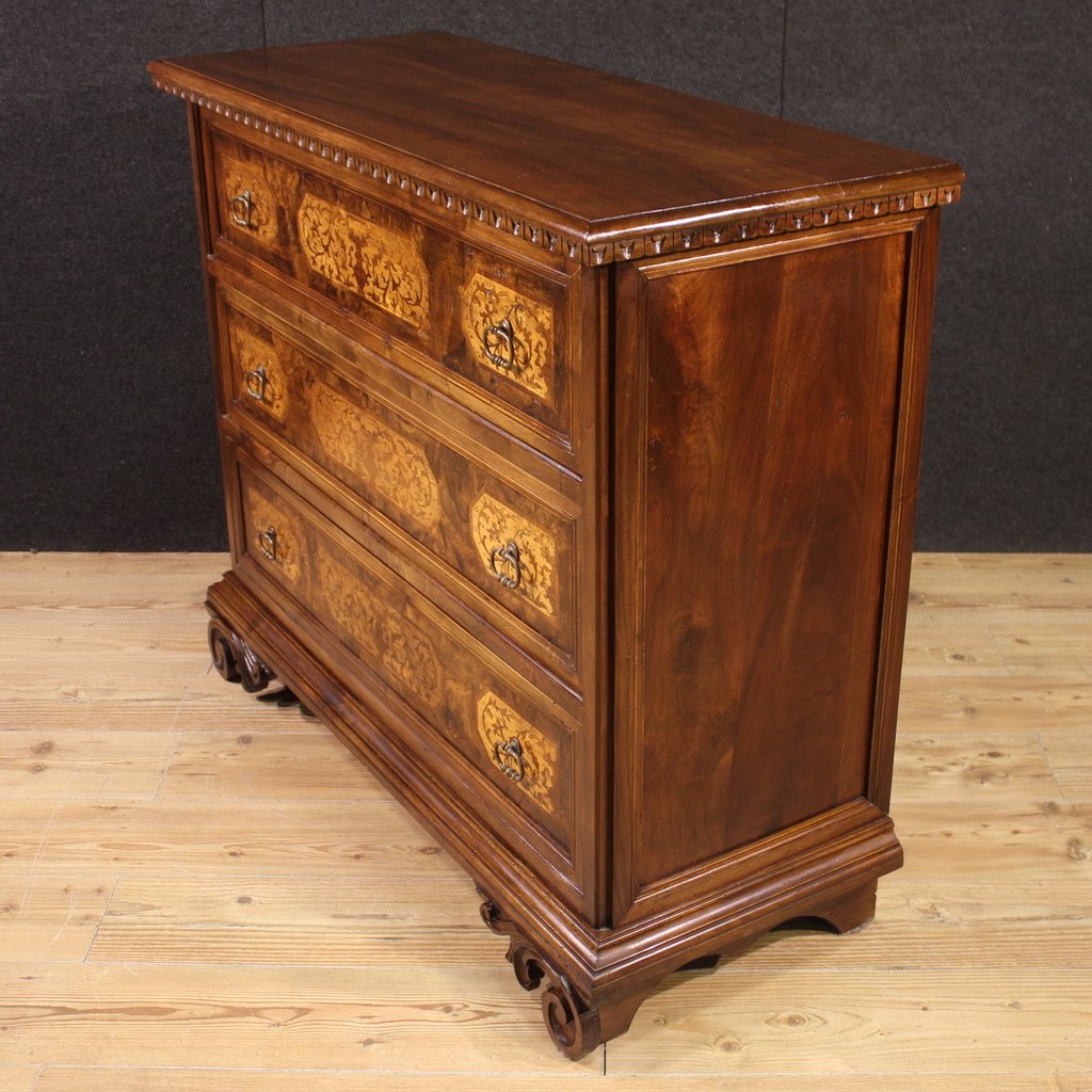 Grande cassettone intarsiato del XX secolo-photo-1