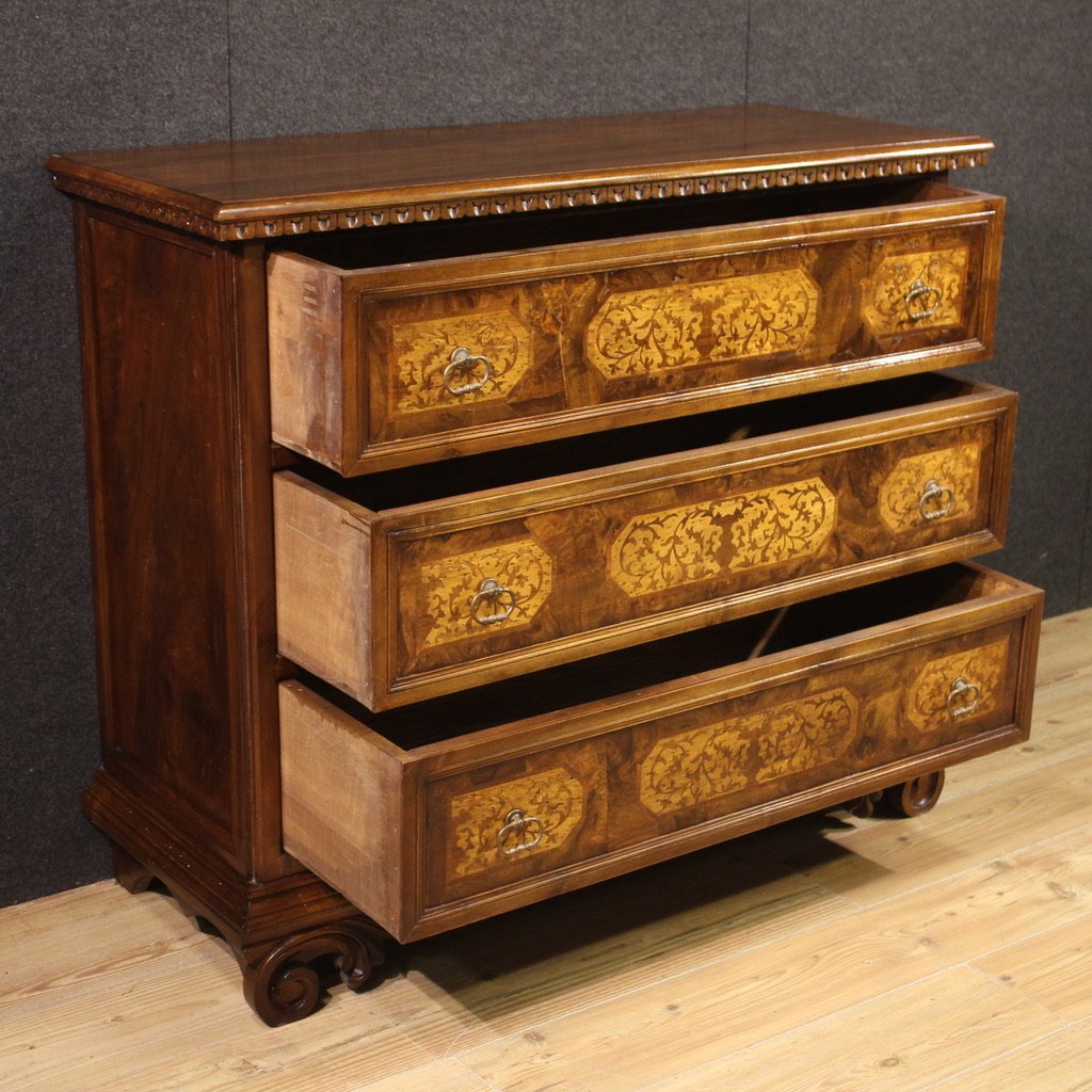 Grande cassettone intarsiato del XX secolo-photo-2