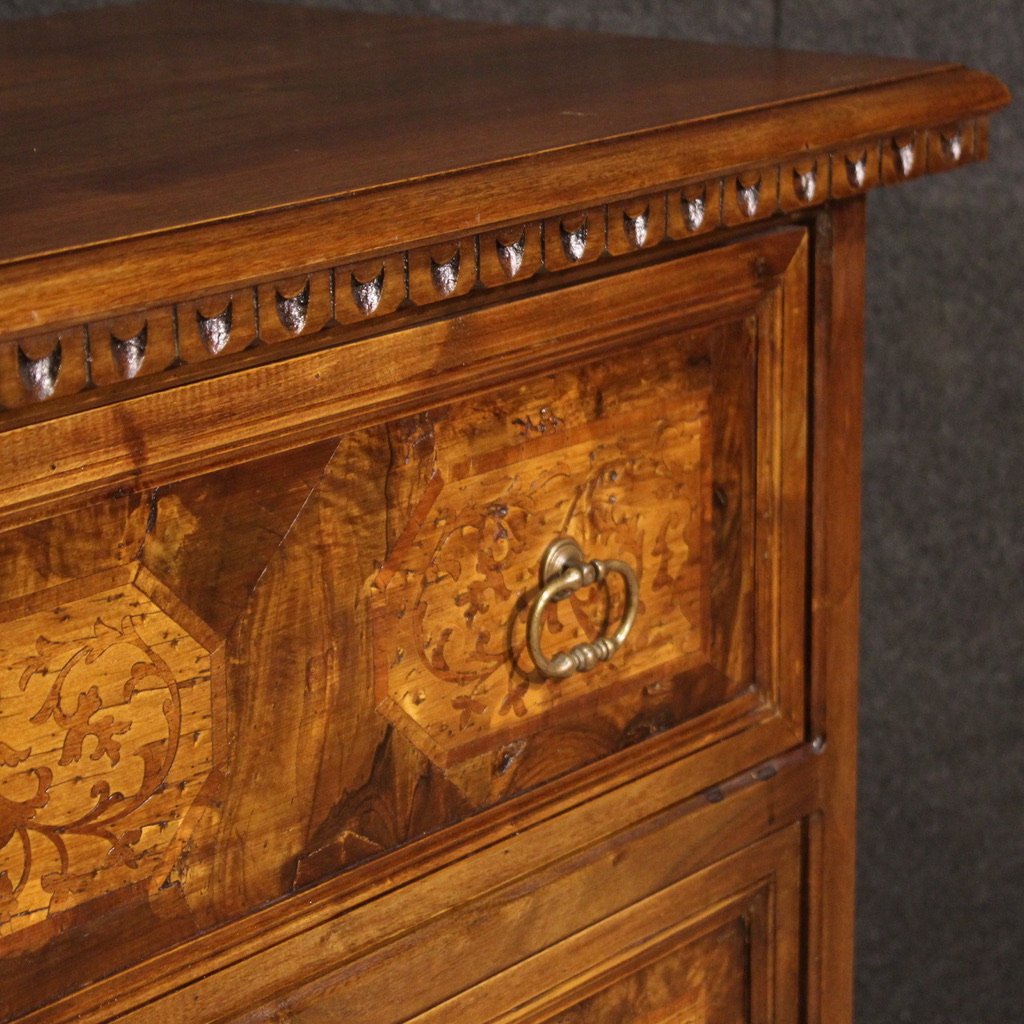 Grande cassettone intarsiato del XX secolo-photo-7
