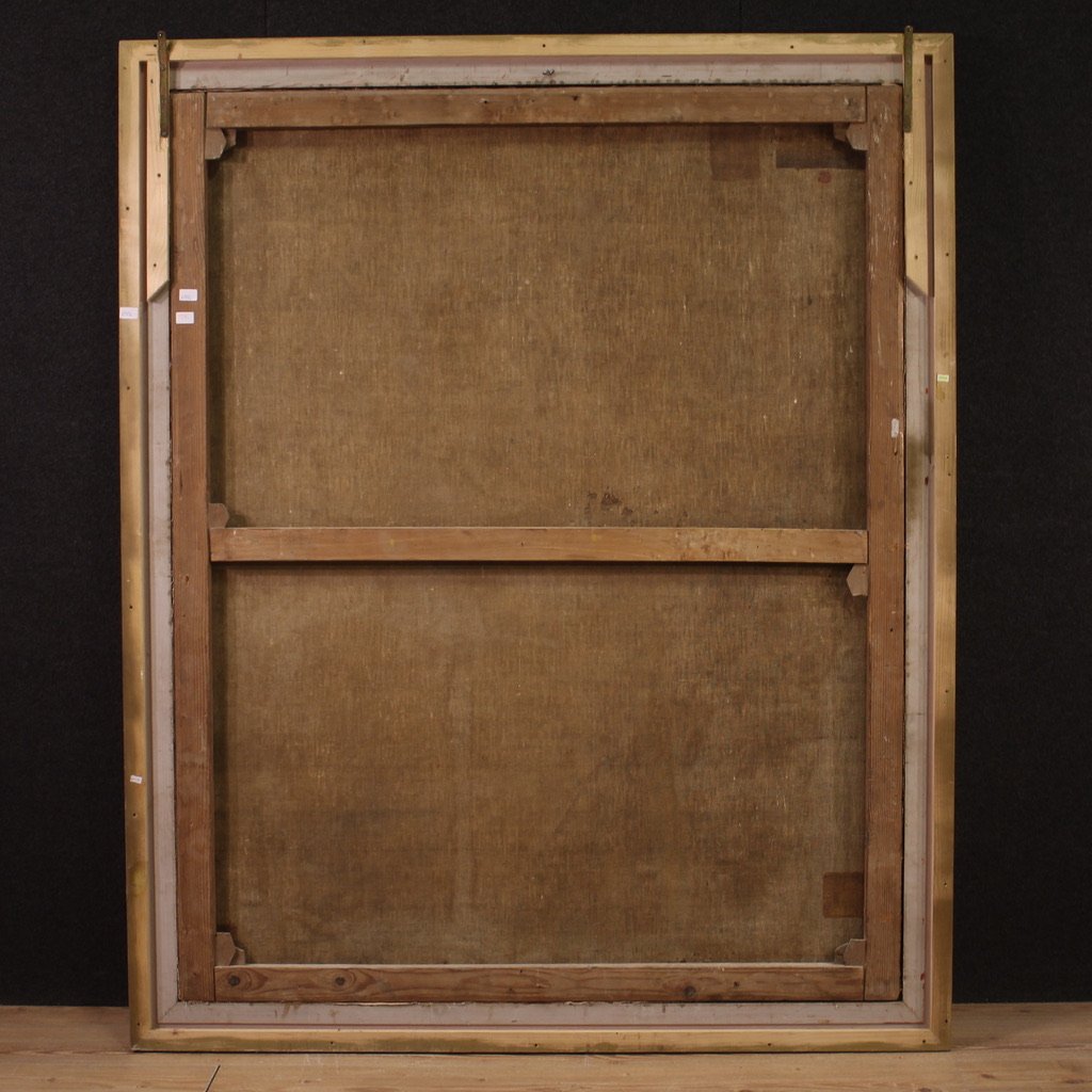 Antico dipinto italiano del XVII secolo, Mosè salvato dalle acque-photo-2