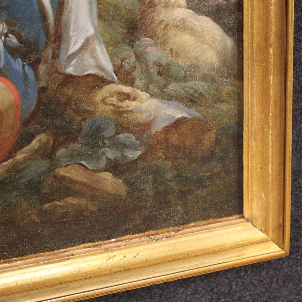 Grande dipinto francese del XVIII secolo, scena pastorale romantica-photo-2