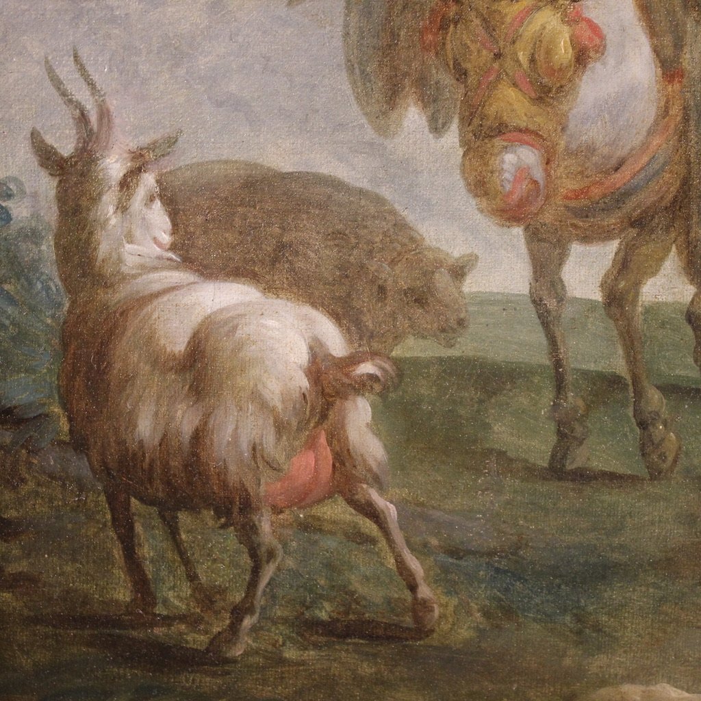 Grande dipinto francese del XVIII secolo, scena pastorale romantica-photo-6