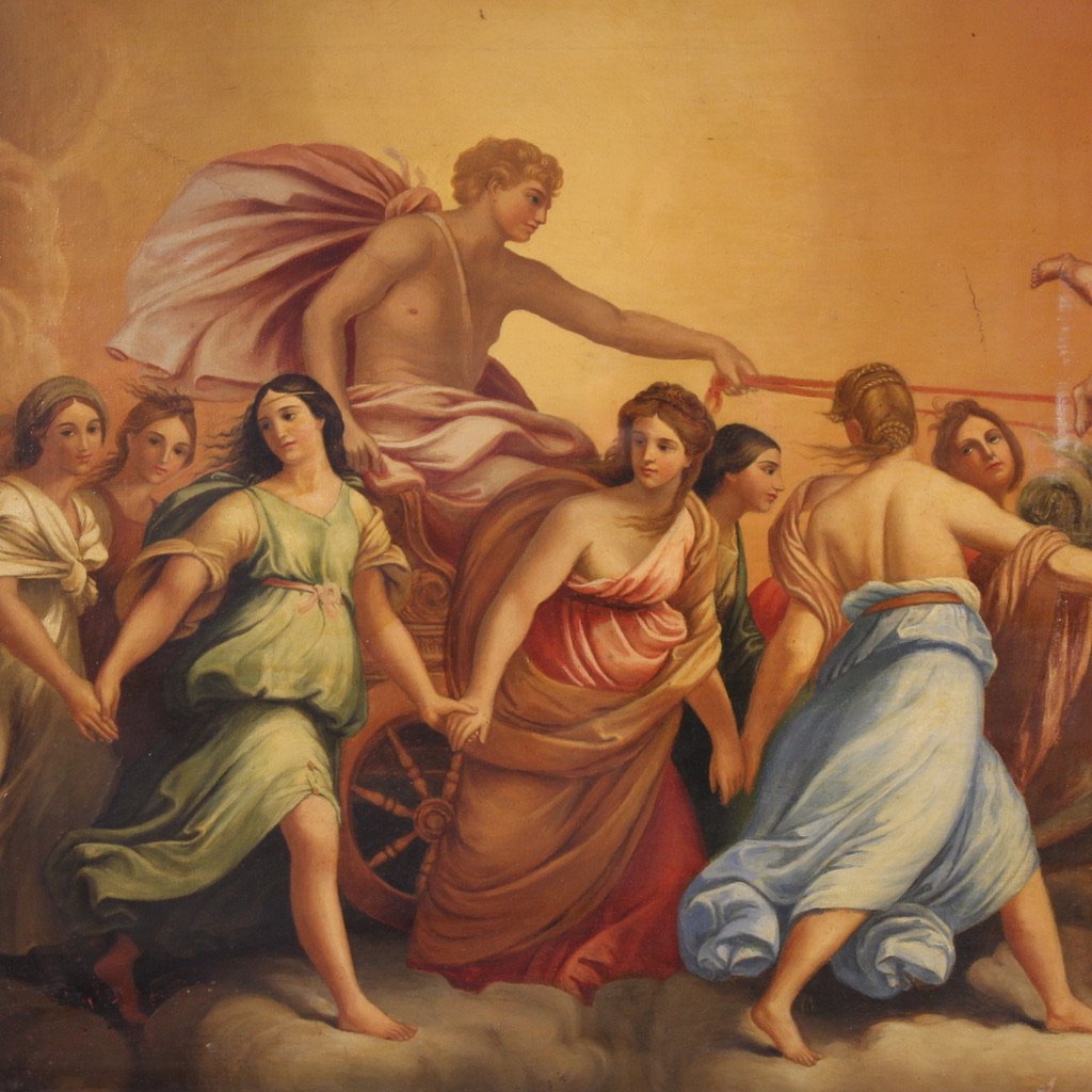 Grande dipinto mitologico del XIX secolo, il carro dell'aurora da Guido Reni-photo-2