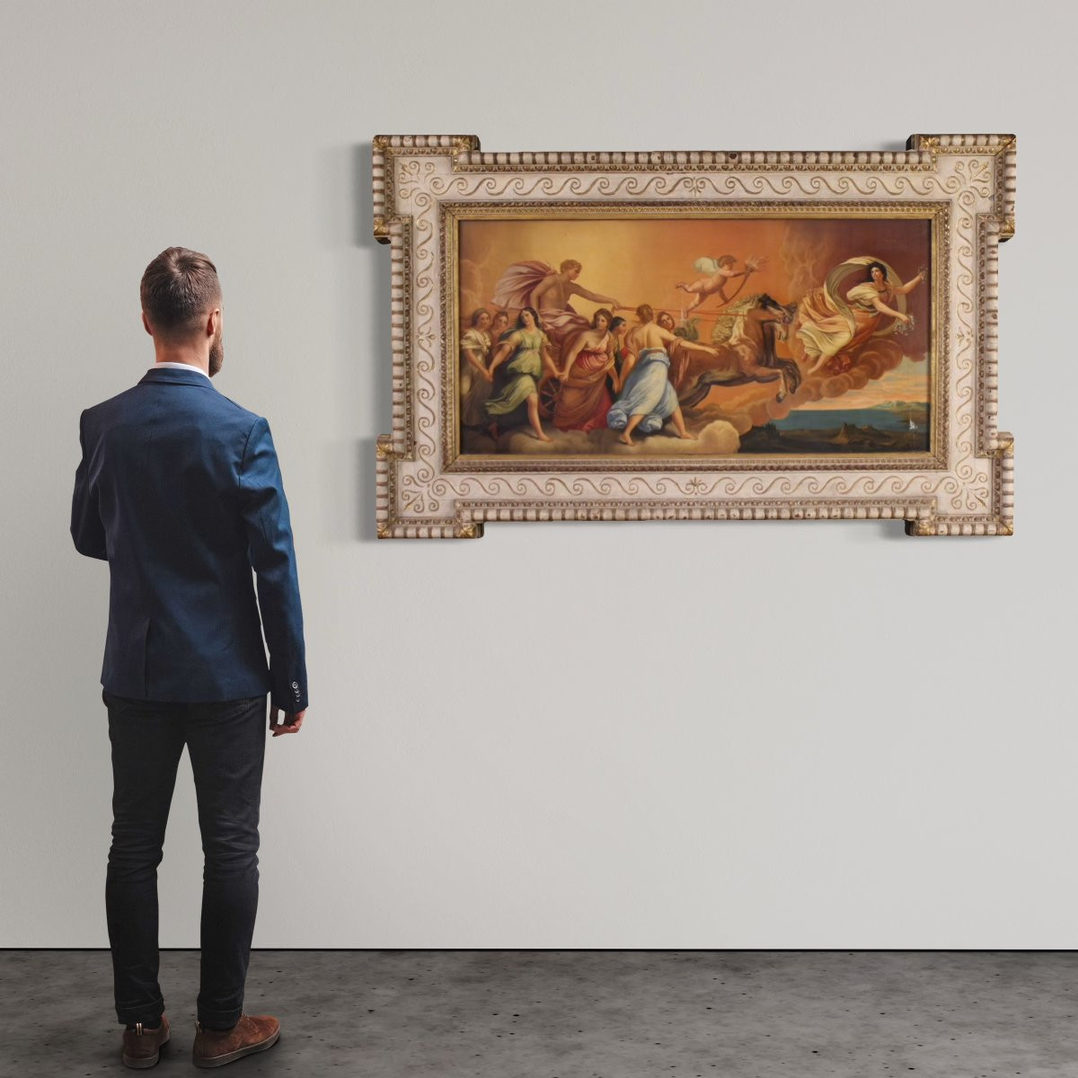 Grande dipinto mitologico del XIX secolo, il carro dell'aurora da Guido Reni-photo-1