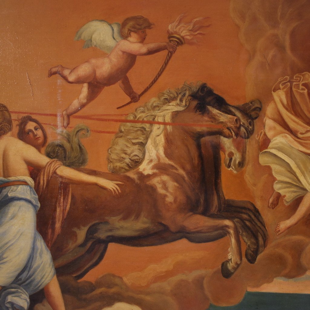 Grande dipinto mitologico del XIX secolo, il carro dell'aurora da Guido Reni-photo-8