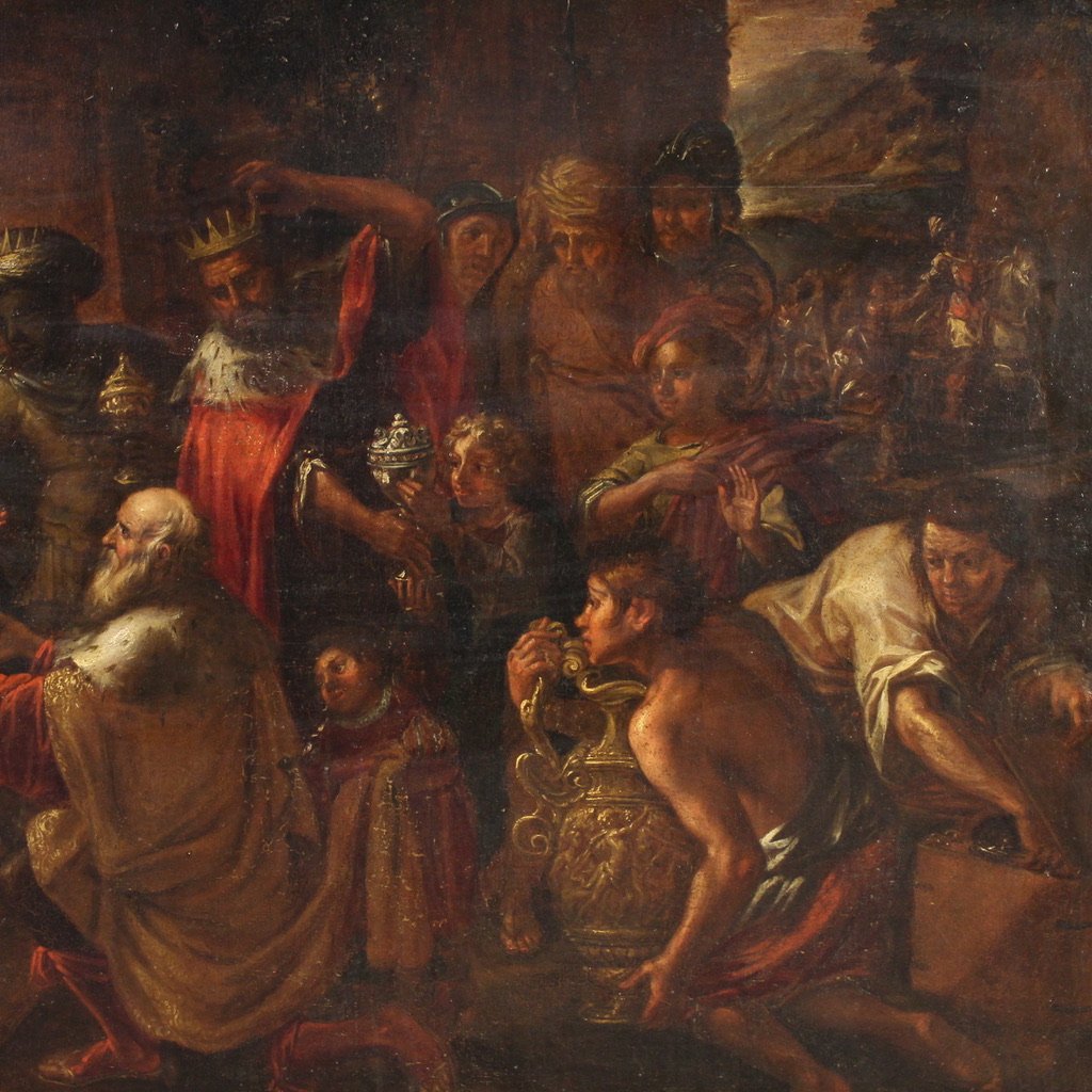 Grande quadro religioso del XVII secolo, Adorazione dei Magi-photo-3