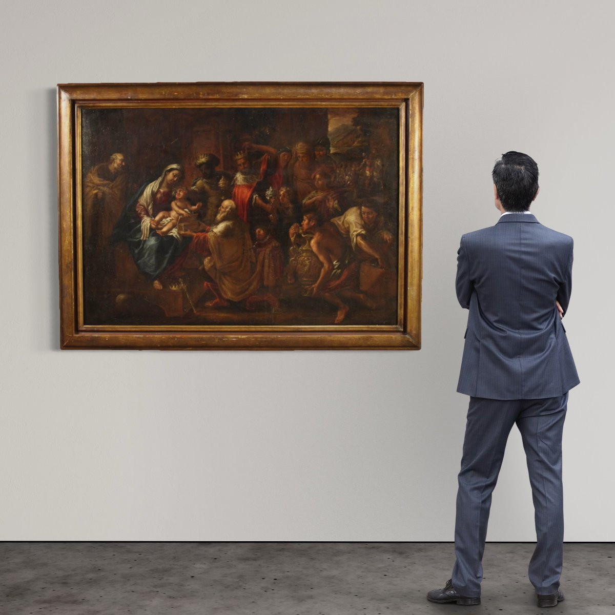 Grande quadro religioso del XVII secolo, Adorazione dei Magi-photo-1