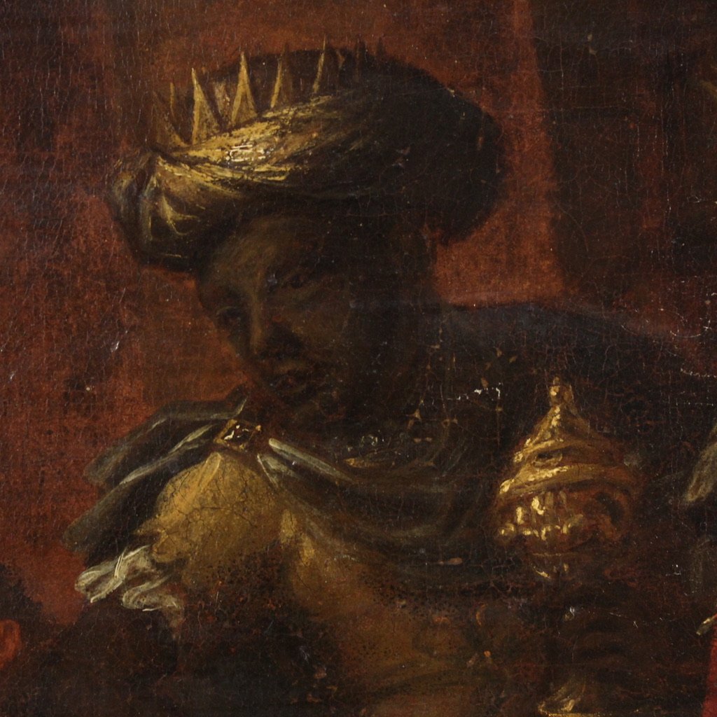 Grande quadro religioso del XVII secolo, Adorazione dei Magi-photo-7