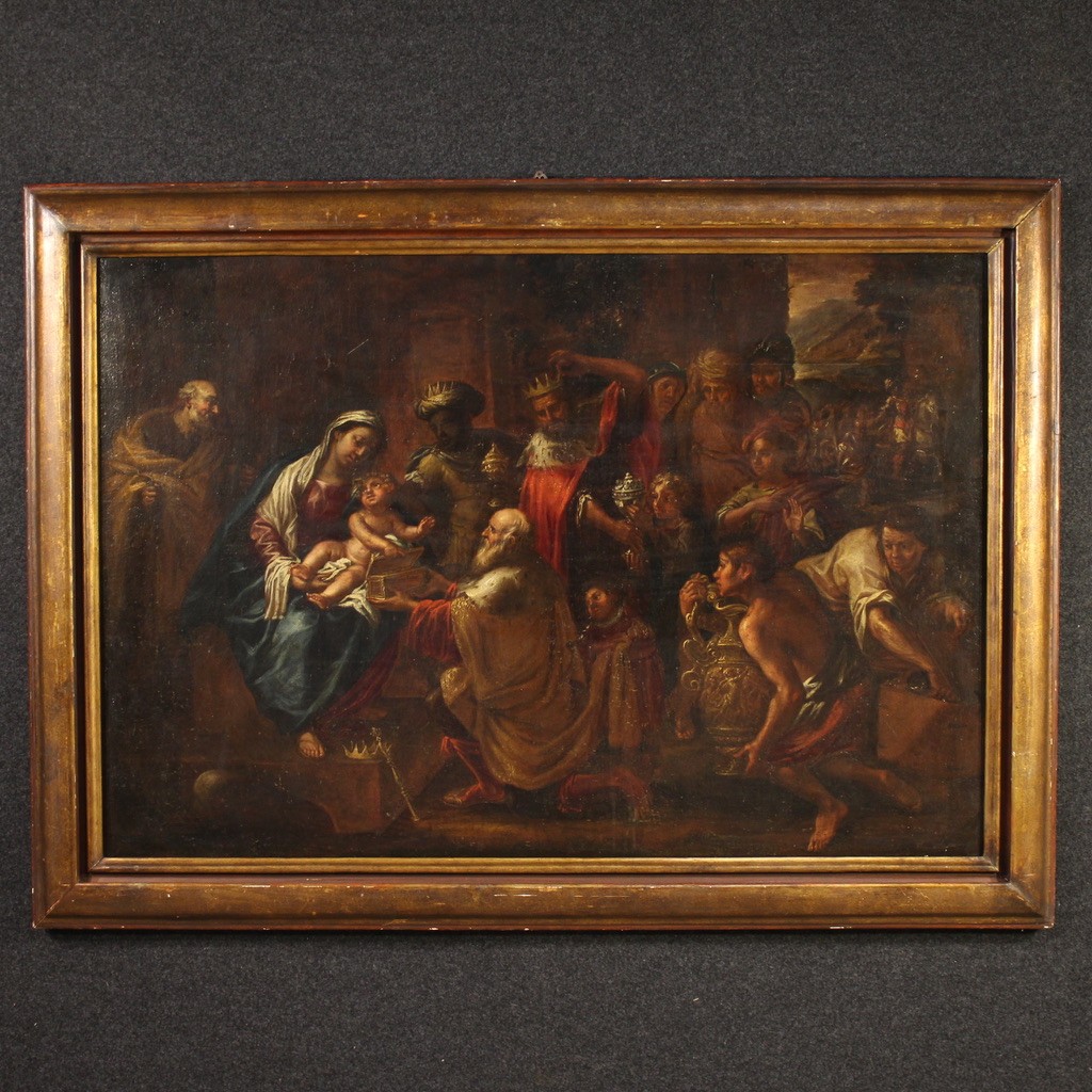 Grande quadro religioso del XVII secolo, Adorazione dei Magi