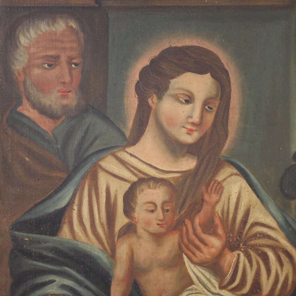 Dipinto spagnolo Adorazione dei Magi del XIX secolo-photo-8