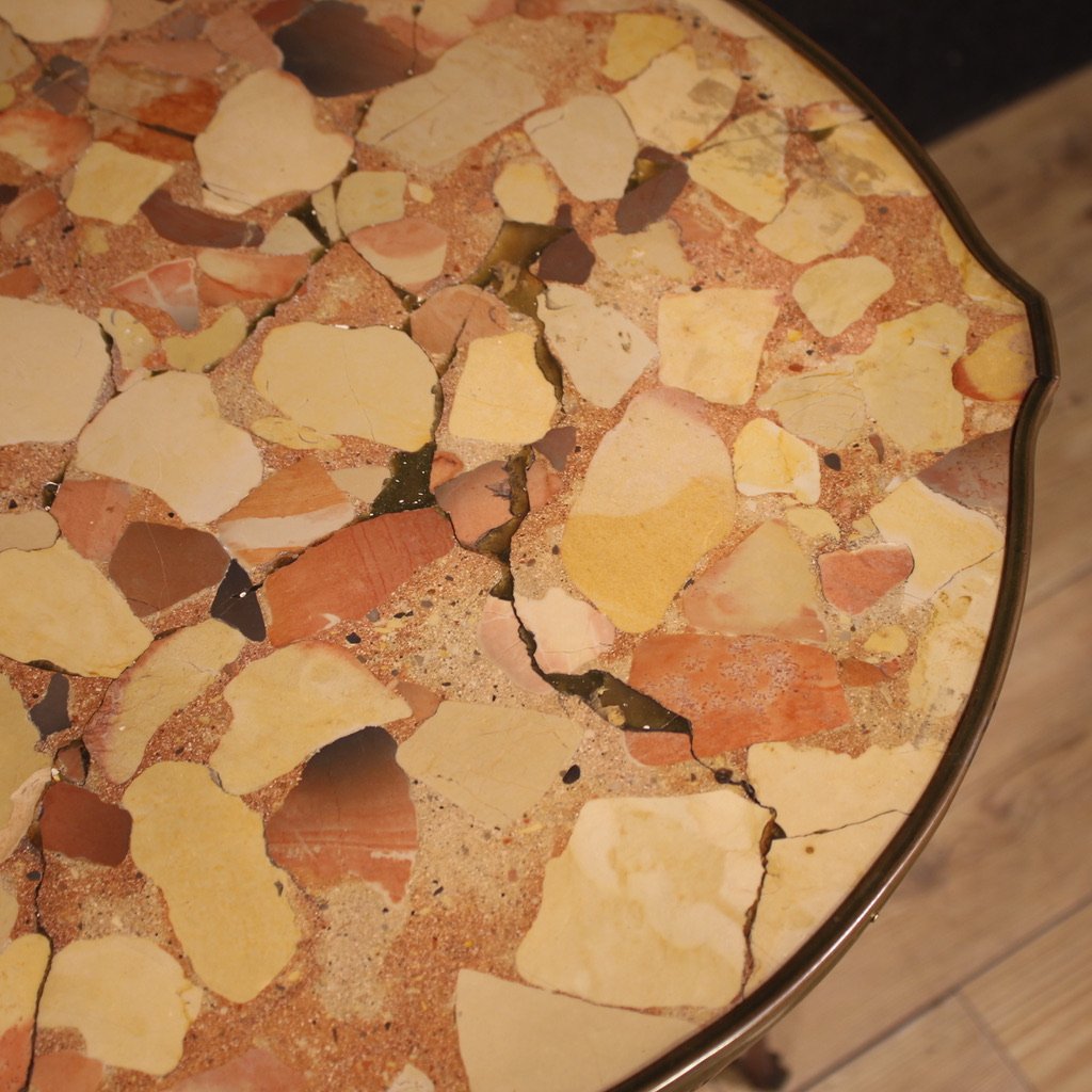 Tavolino francese in stile Napoleone III con piano in marmo-photo-4