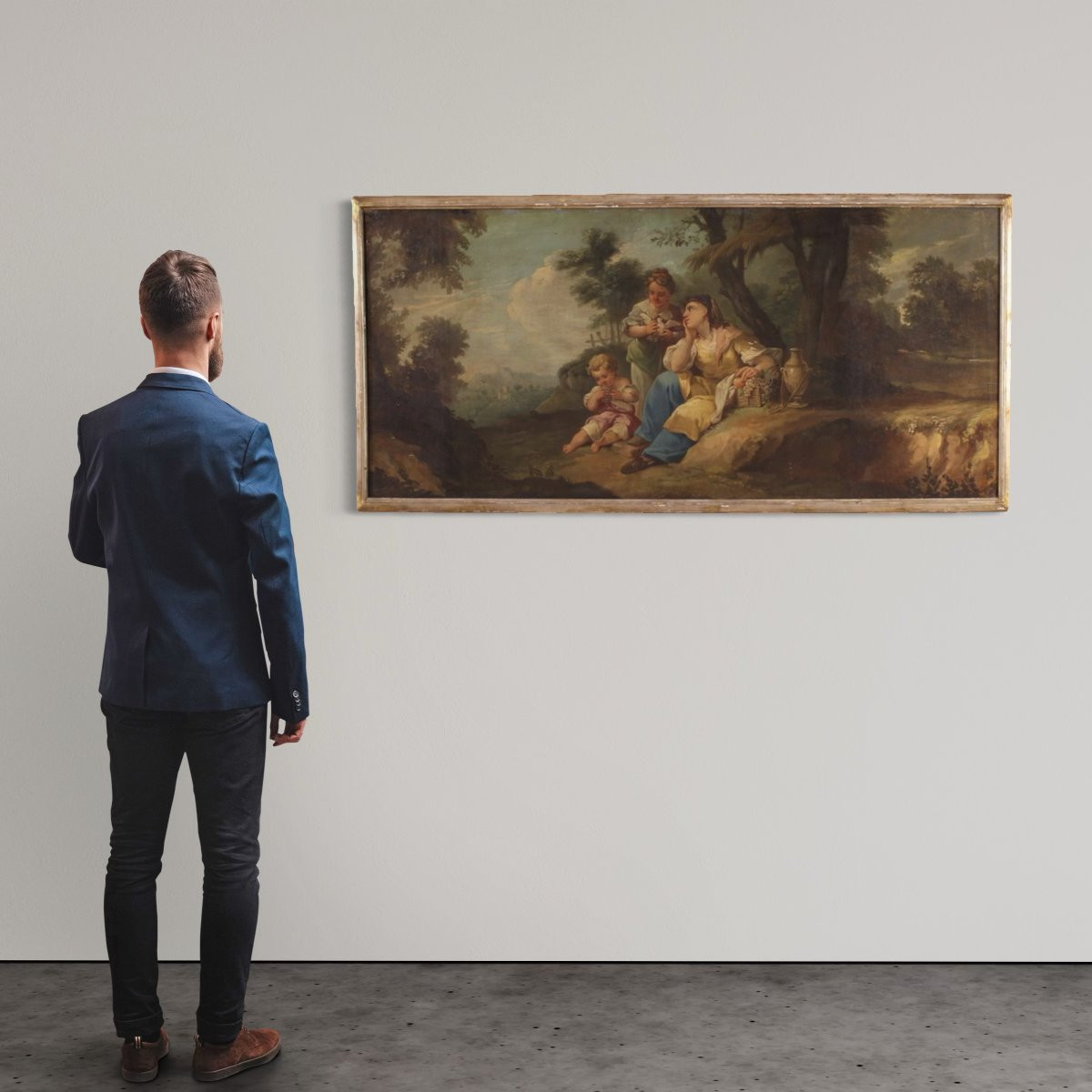 Grande dipinto francese del XVIII secolo, scena di genere rococò-photo-1