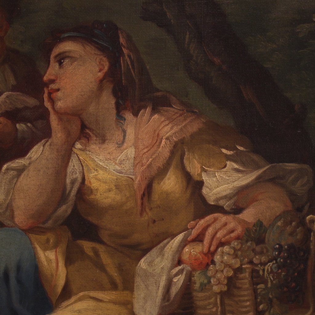 Grande dipinto francese del XVIII secolo, scena di genere rococò-photo-3