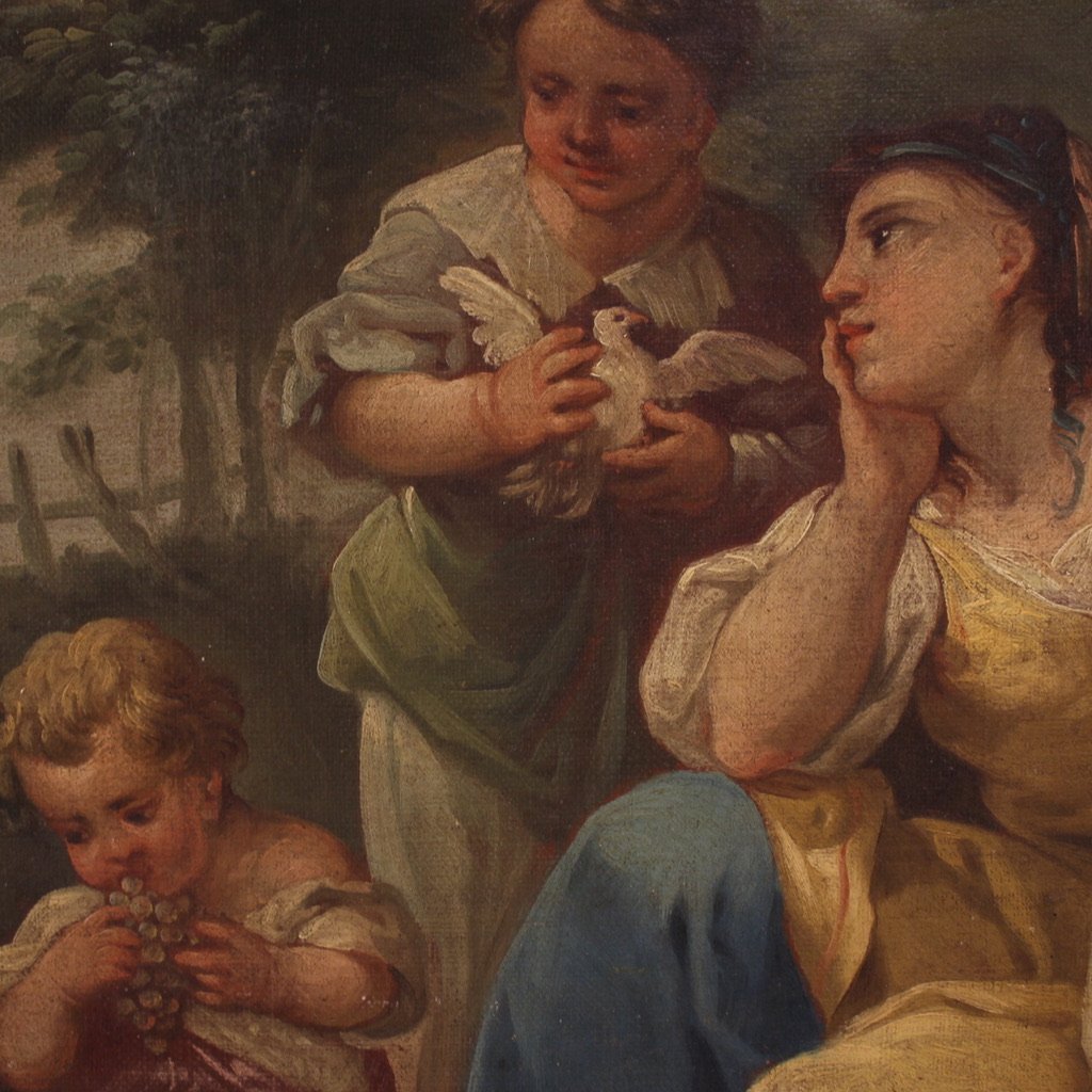 Grande dipinto francese del XVIII secolo, scena di genere rococò-photo-6