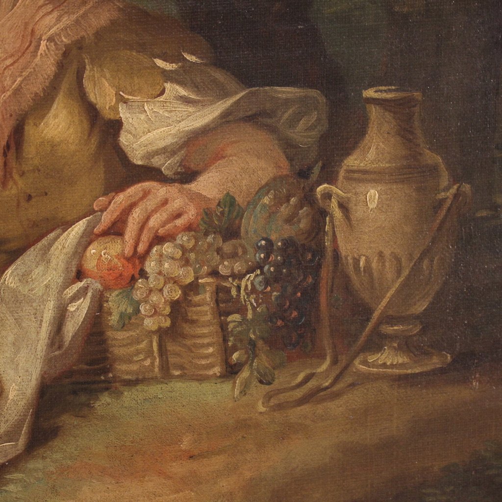 Grande dipinto francese del XVIII secolo, scena di genere rococò-photo-8