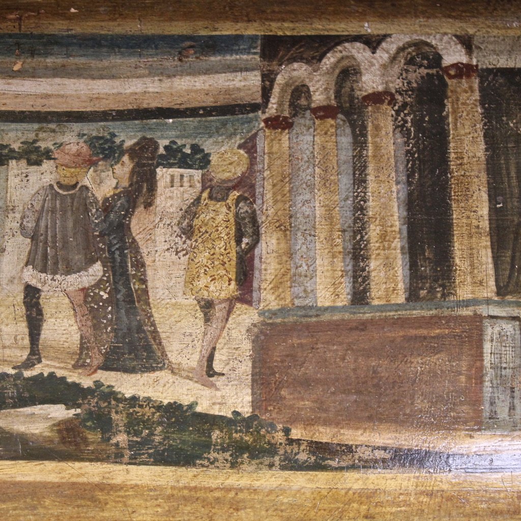 Cassapanca italiana dipinta del XX secolo-photo-4