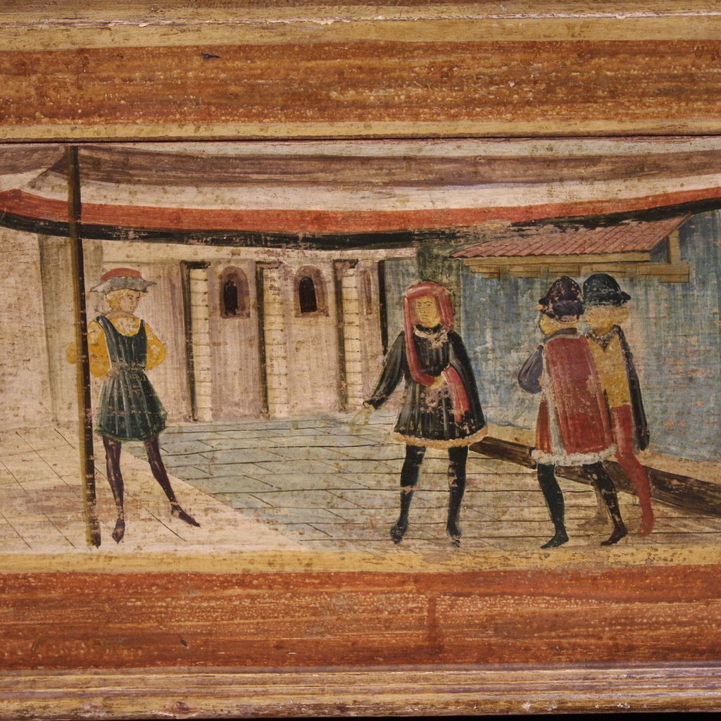 Cassapanca italiana dipinta del XX secolo-photo-4