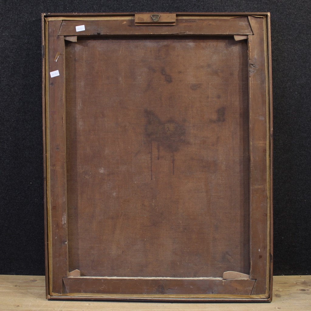 Antico dipinto Santo Francescano in preghiera con putti del XVII secolo-photo-4