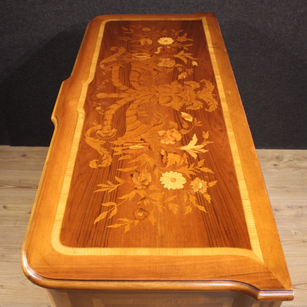 Cassettone italiano intarsiato del XX secolo-photo-7