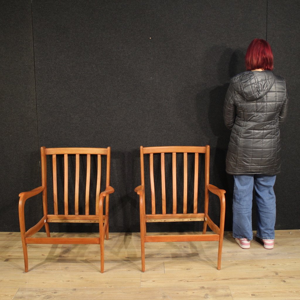 Coppia di poltrone italiane in stile Paolo Buffa anni 70-photo-2