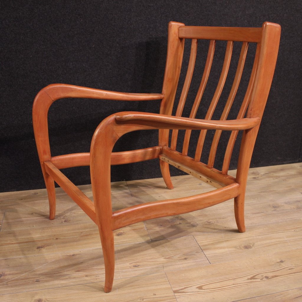 Coppia di poltrone italiane in stile Paolo Buffa anni 70-photo-3