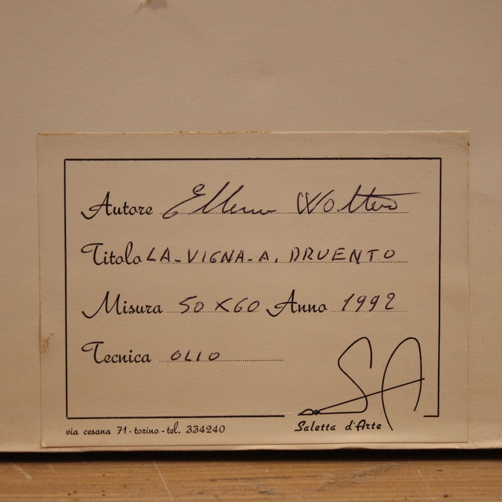 Dipinto italiano paesaggio La Vigna a Druento del XX secolo-photo-4