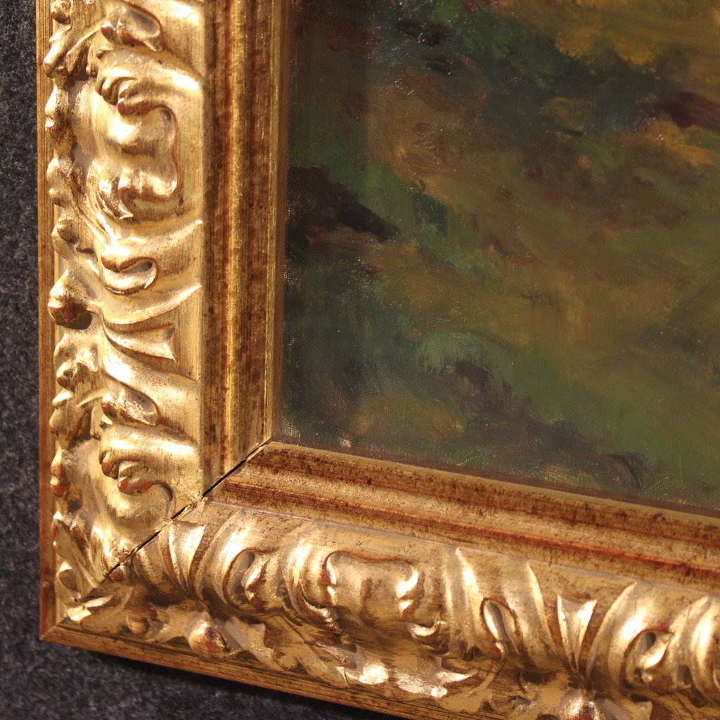 Dipinto italiano paesaggio La Vigna a Druento del XX secolo-photo-6