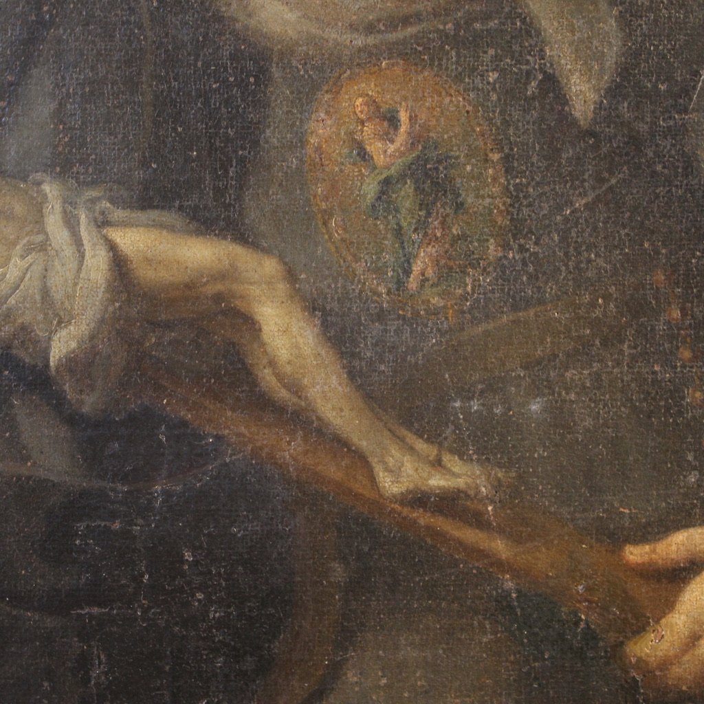 Antico dipinto italiano Santa Rita da Cascia del XVII secolo-photo-7