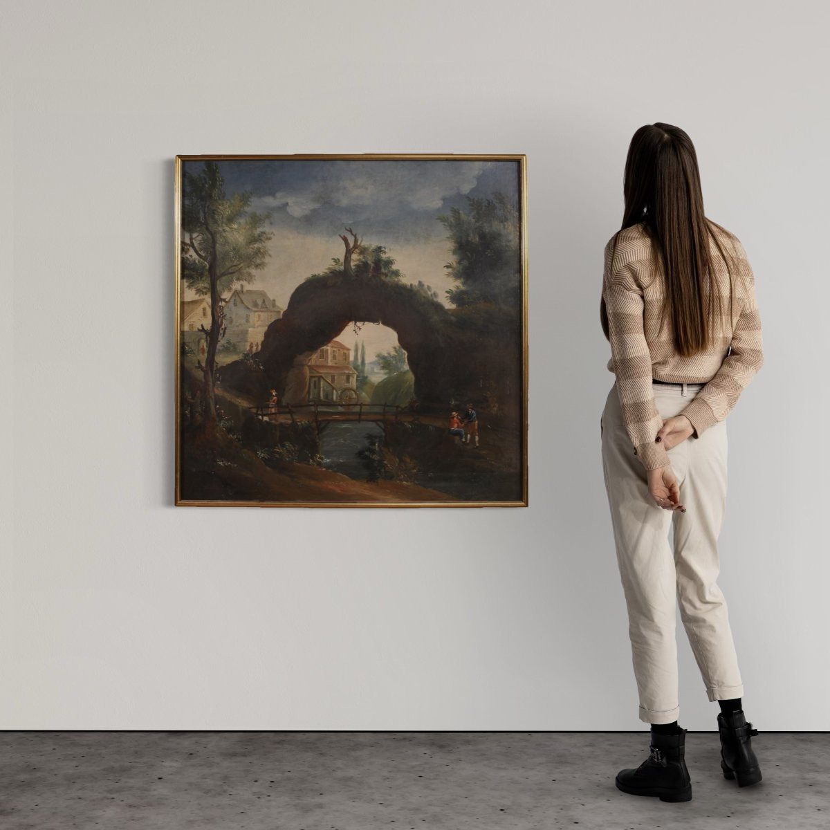 Antico dipinto francese paesaggio del XVIII secolo-photo-1