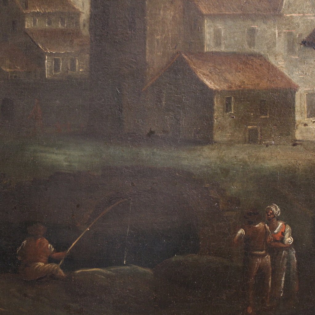 Antico dipinto francese marina del XVIII secolo-photo-6