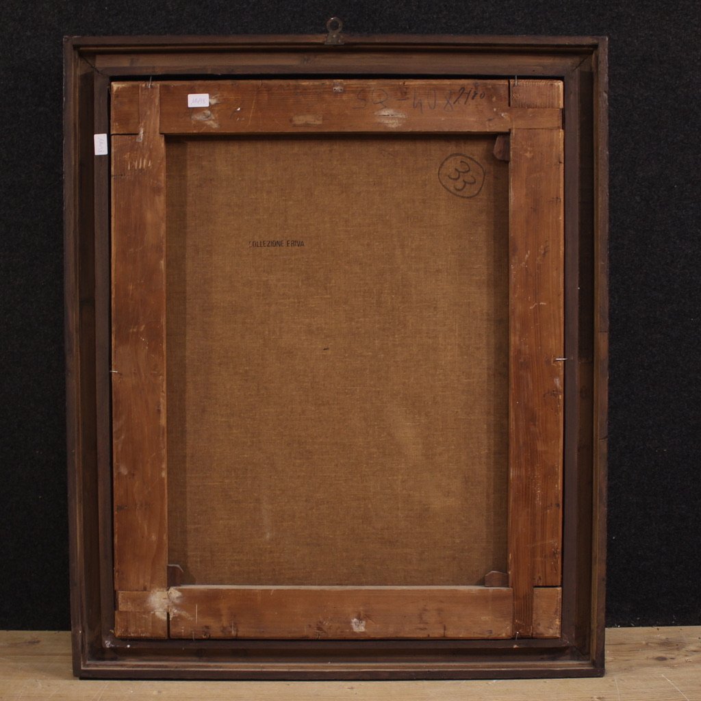 Antico quadro italiano del XVII secolo, Sacra Famiglia con San Giuseppe dormiente-photo-3