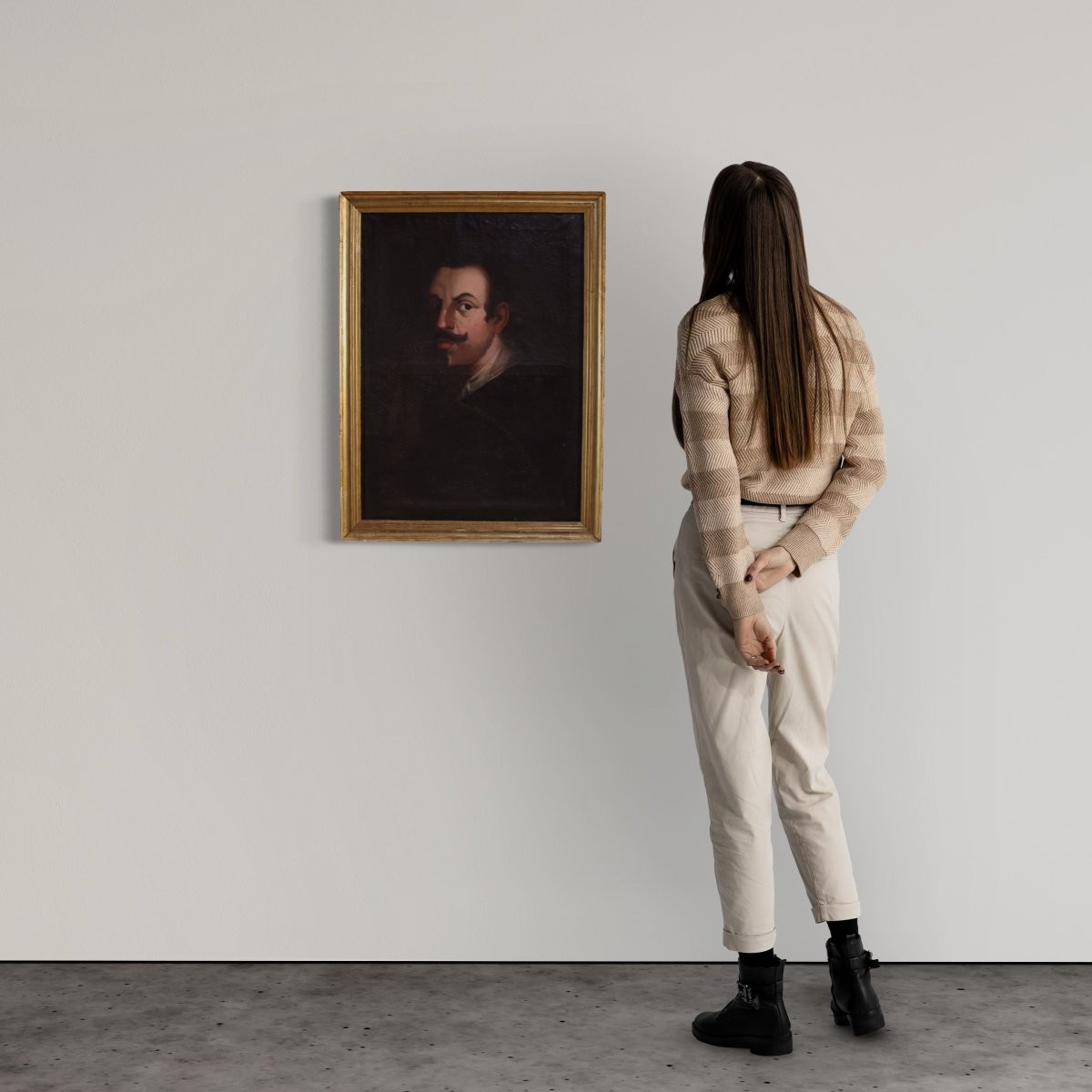 Antico dipinto spagnolo ritratto di gentiluomo del XVIII secolo-photo-3