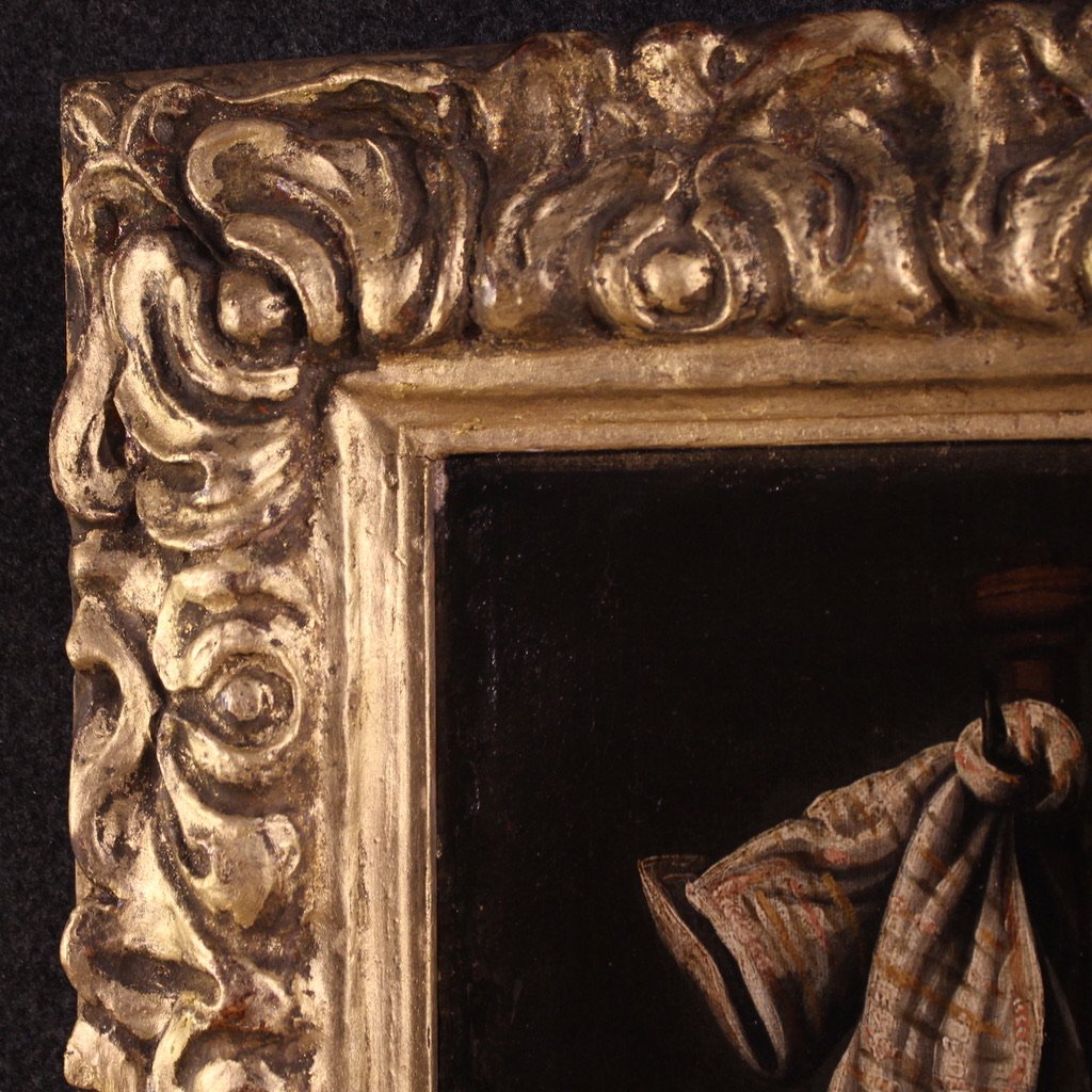 Antico dipinto spagnolo del XVII secolo, Cristo e i discepoli di Emmaus-photo-4