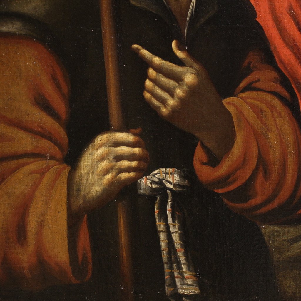 Antico dipinto spagnolo del XVII secolo, Cristo e i discepoli di Emmaus-photo-6