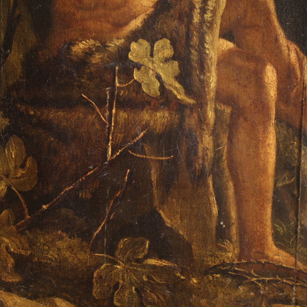 Antico dipinto francese San Giovanni Battista del XVIII secolo-photo-8