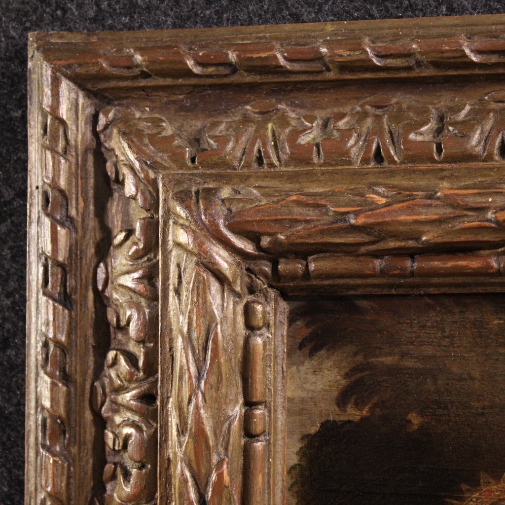 Antico dipinto su tavola del XVII secolo, Matrimonio mistico di Santa Caterina d'Alessandria-photo-2