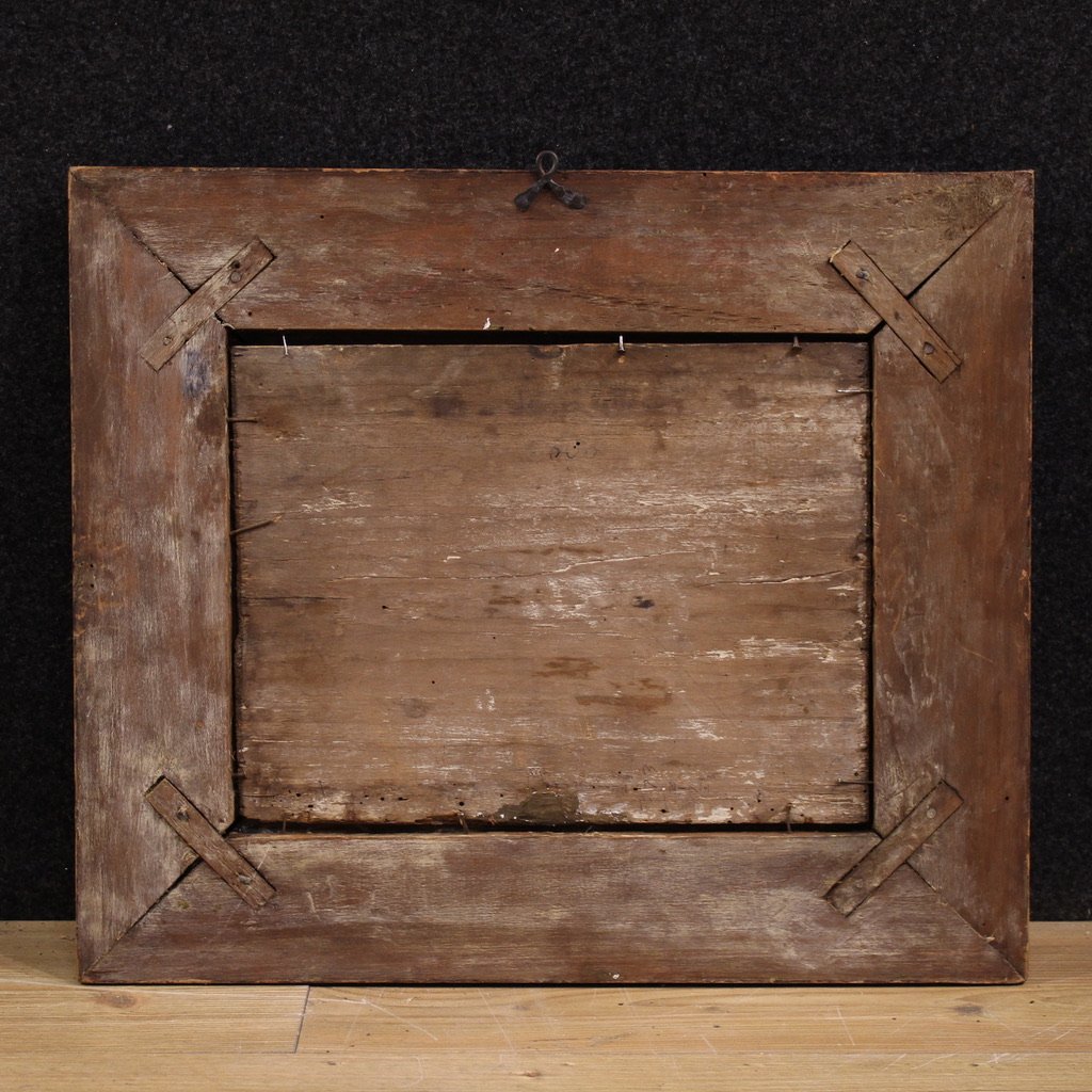 Antico dipinto su tavola del XVII secolo, Matrimonio mistico di Santa Caterina d'Alessandria-photo-4