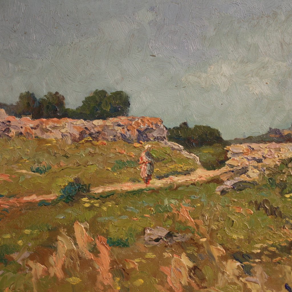 Dipinto italiano paesaggio firmato del XX secolo-photo-3